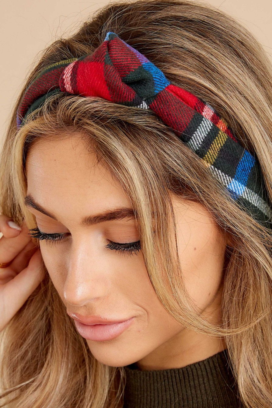 Accessories Red Dress Hair Accessories | Perfect Opportunity Blue Multi Headband Blue Flannel