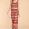 Clothing Red Dress Midi Dresses | Have Patience Multi Print Midi Dress Rust