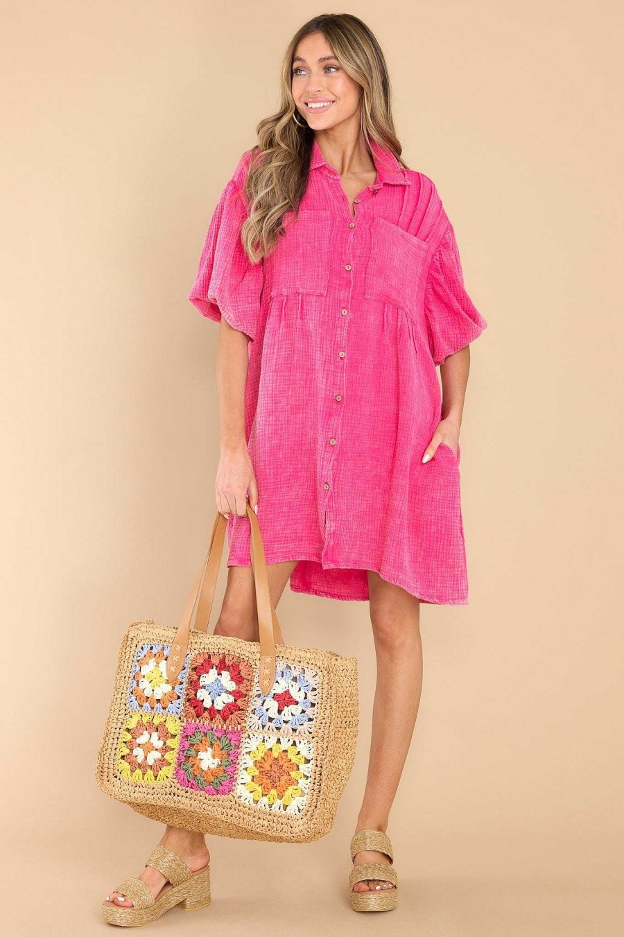 Clothing Red Dress Mini Dresses | All This Love Dress Hot Pink