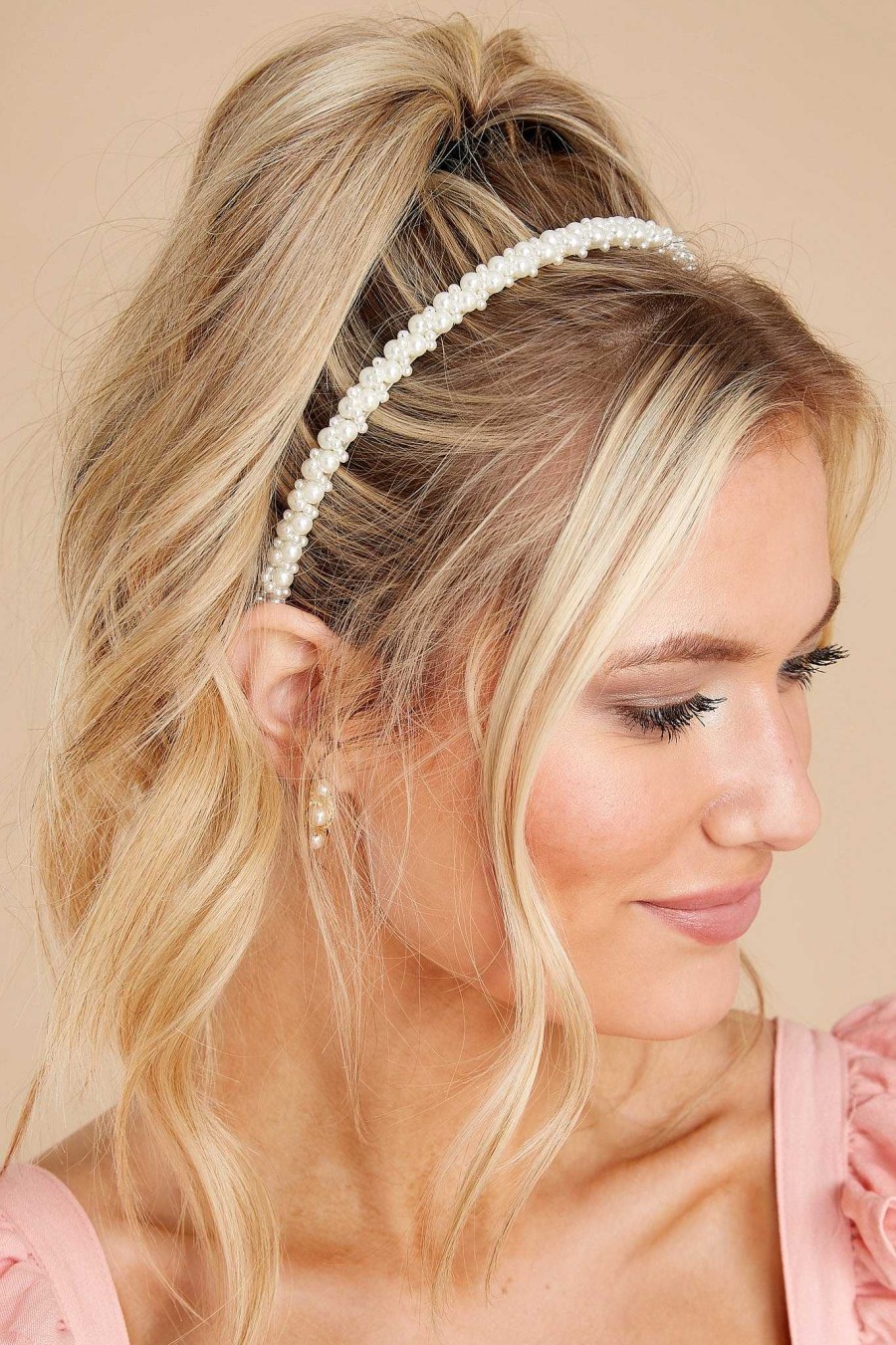 Accessories Red Dress Hair Accessories | Igniting Smiles And Silver Pearl Headband White