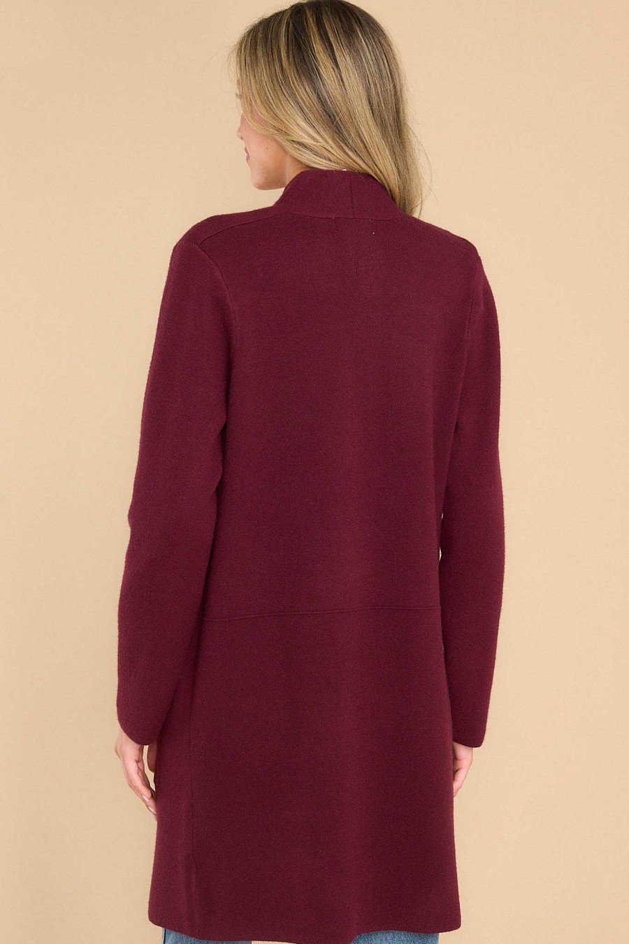 Clothing Red Dress Casual Tops | Replay The Night Cardigan Wine