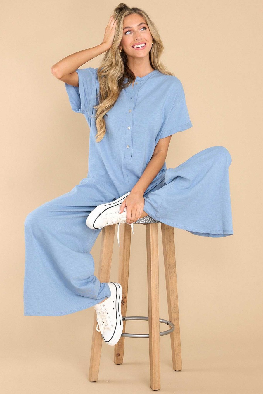 Clothing Story Jumpsuits | Feeling Like Myself Jumpsuit Ash Blue