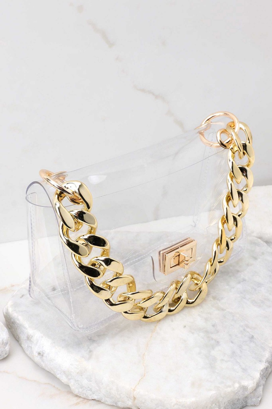 Accessories Red Dress Crossbody Bags | Noon O'Clock Clear Bag Gold