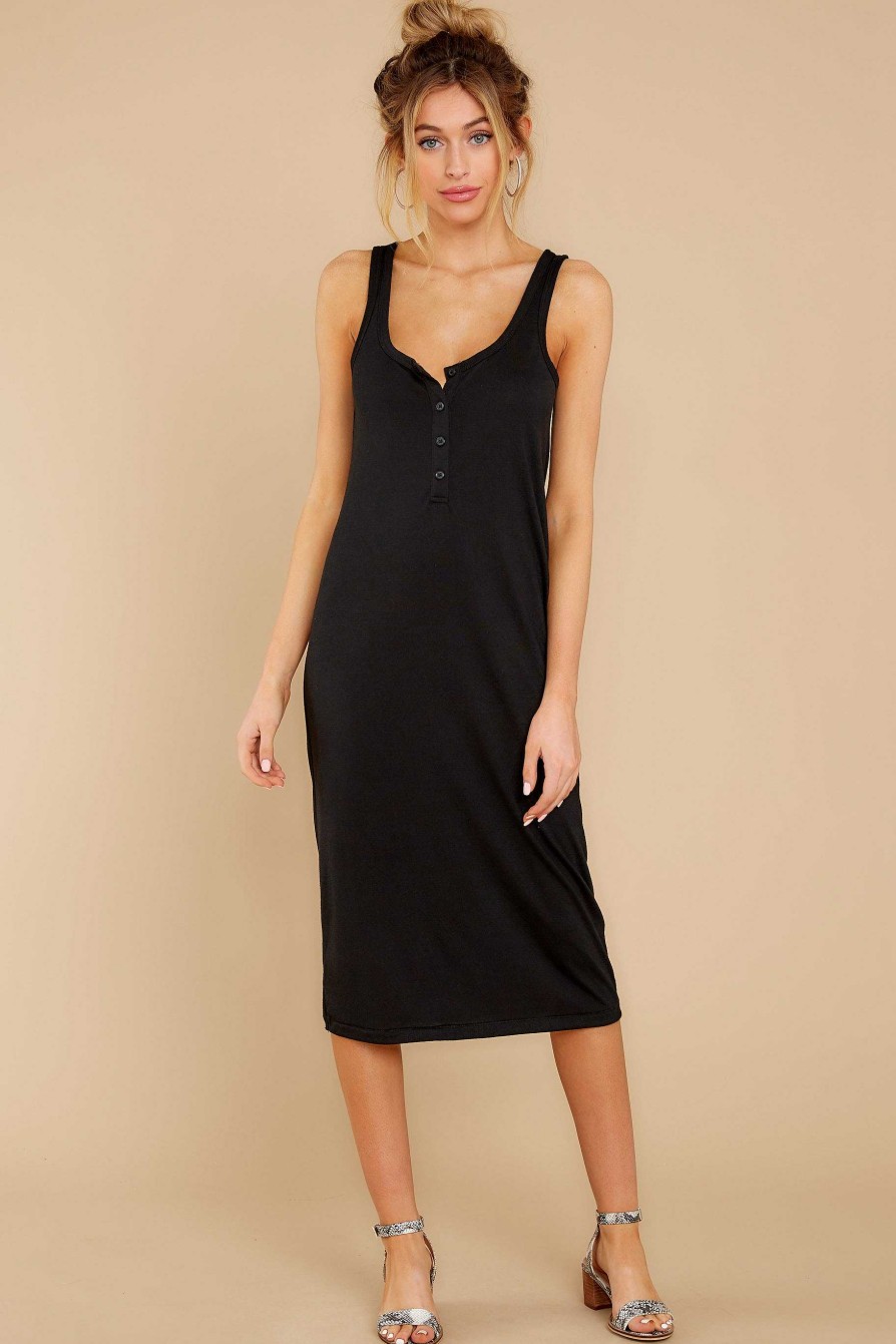 Clothing Z Supply Midi Dresses | The Meridian Dress Washed Black