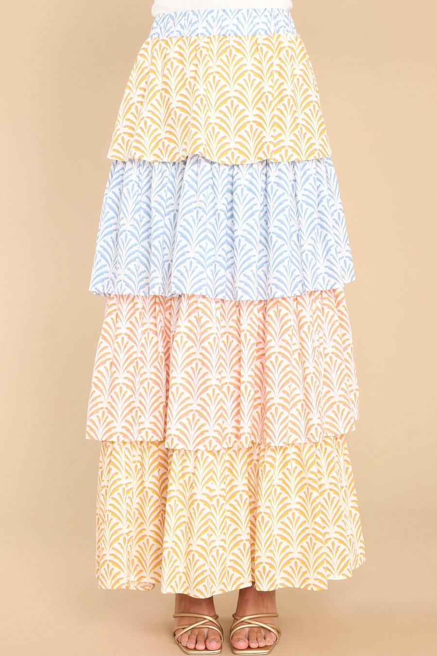 Clothing Aura Skirts | Never A Dull Moment Multi Print Skirt Sunflower Yellow