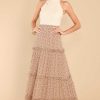 Clothing Red Dress Skirts | Purposefully Posh Floral Maxi Skirt Tan