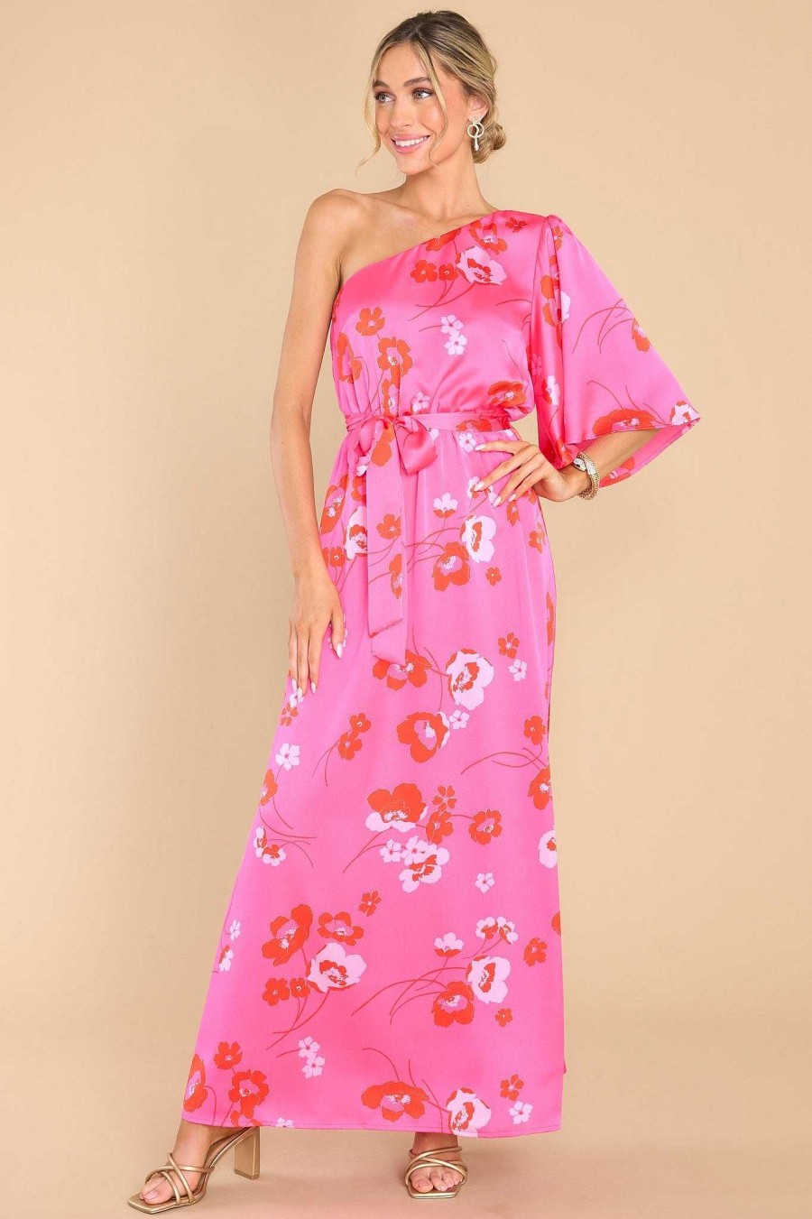 Clothing Red Dress Floral Dresses | Good Stories Floral Maxi Dress Hot Pink