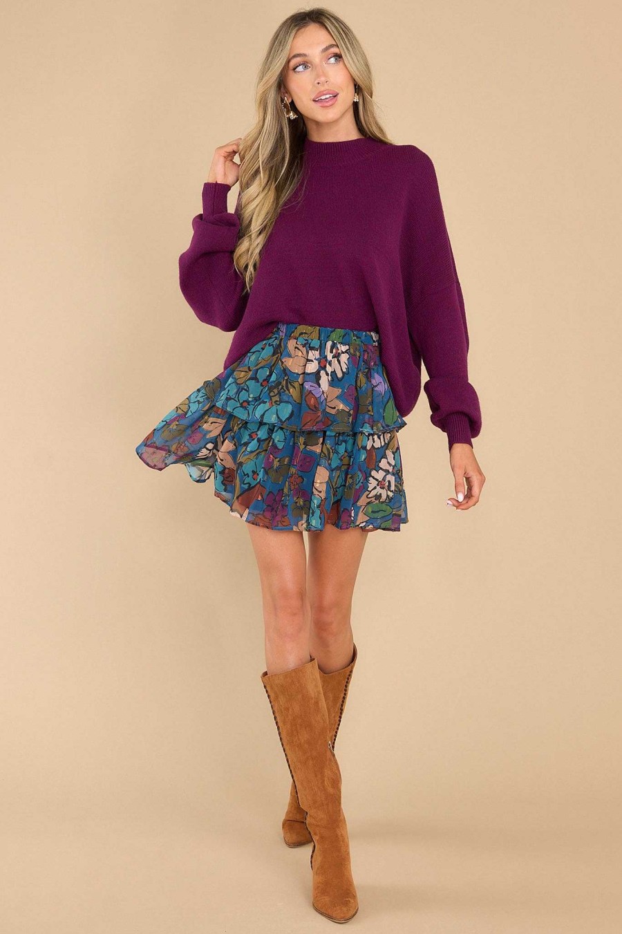 Clothing Red Dress Casual Tops | Don'T Think About You Sweater Plum