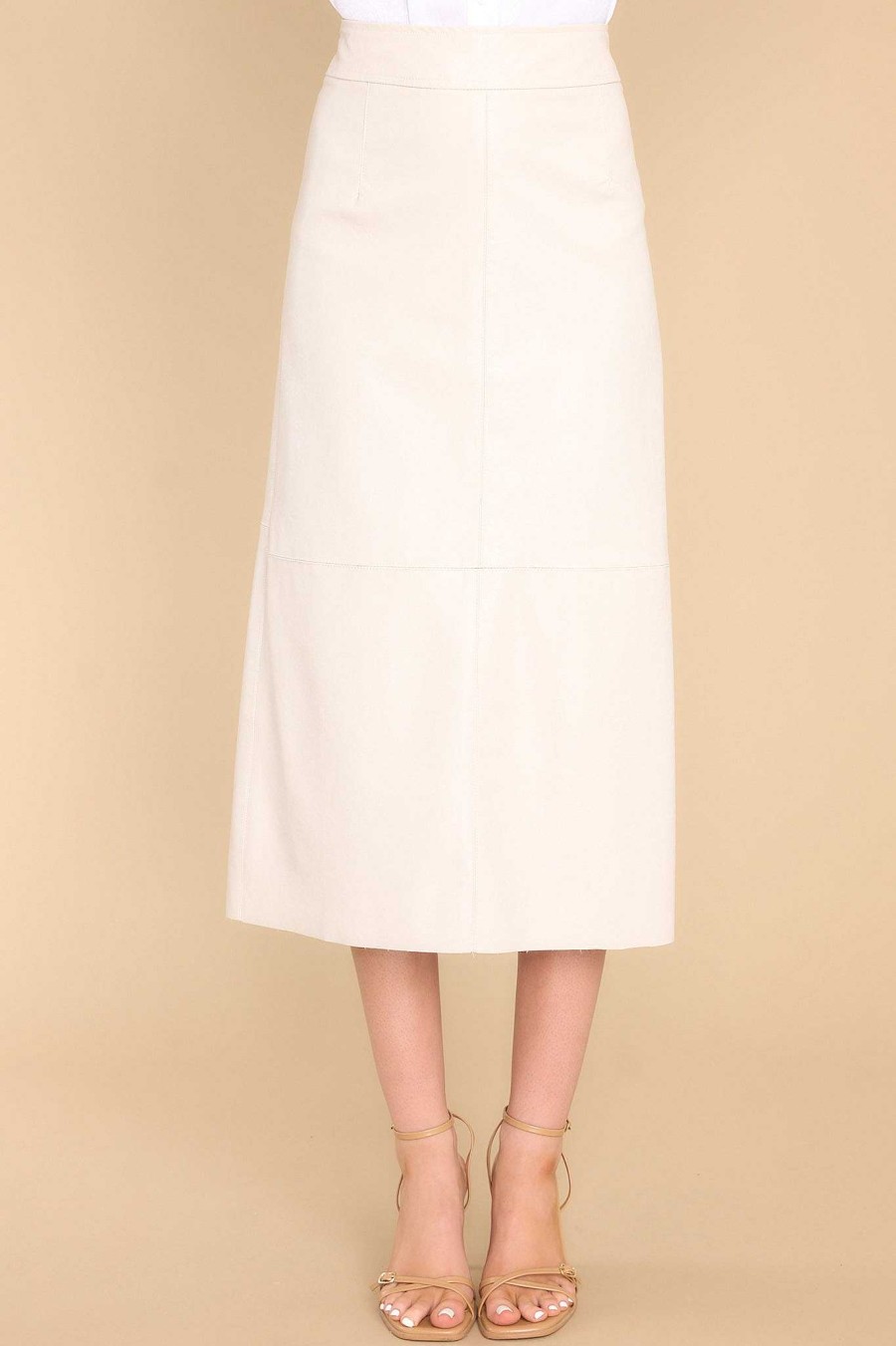 Clothing Red Dress Skirts | Through Open Doors Faux Leather Midi Skirt Bone