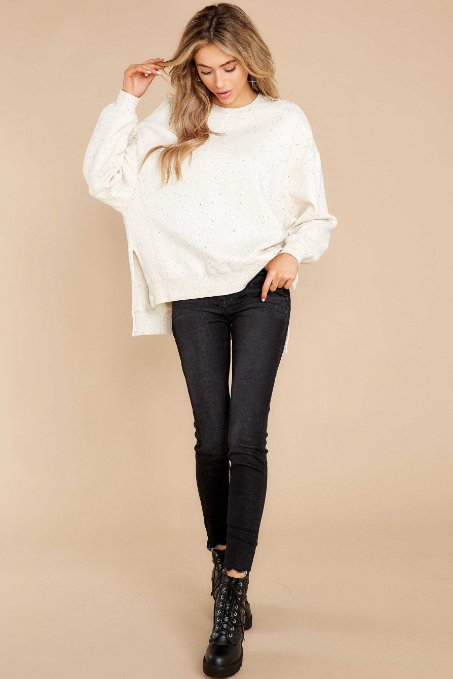 Clothing Z Supply Loungewear Tops | Speckled Fleece Natural Modern Weekender White