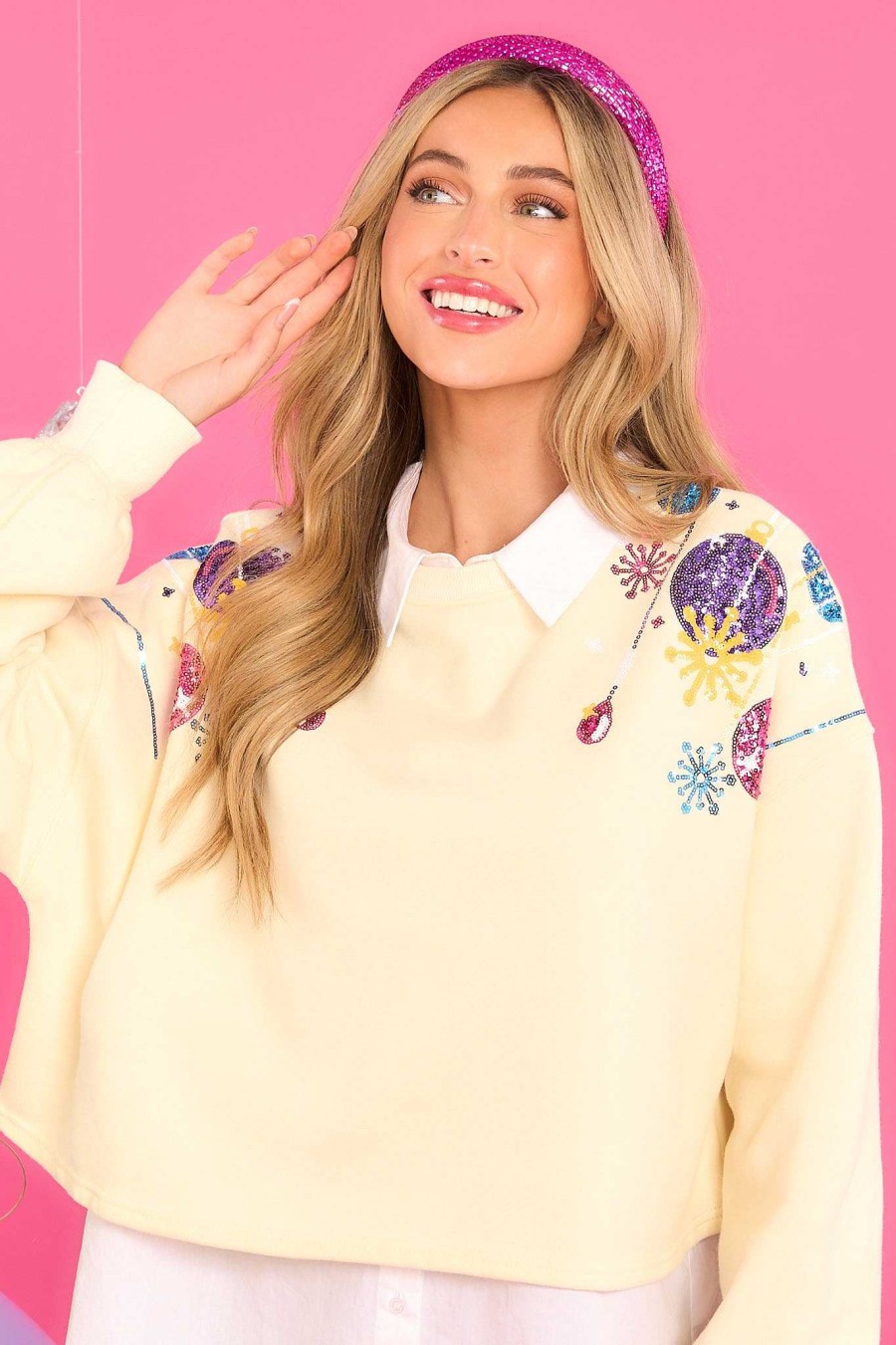 Clothing Red Dress Casual Tops | Holiday Hoopla Sweatshirt Ivory