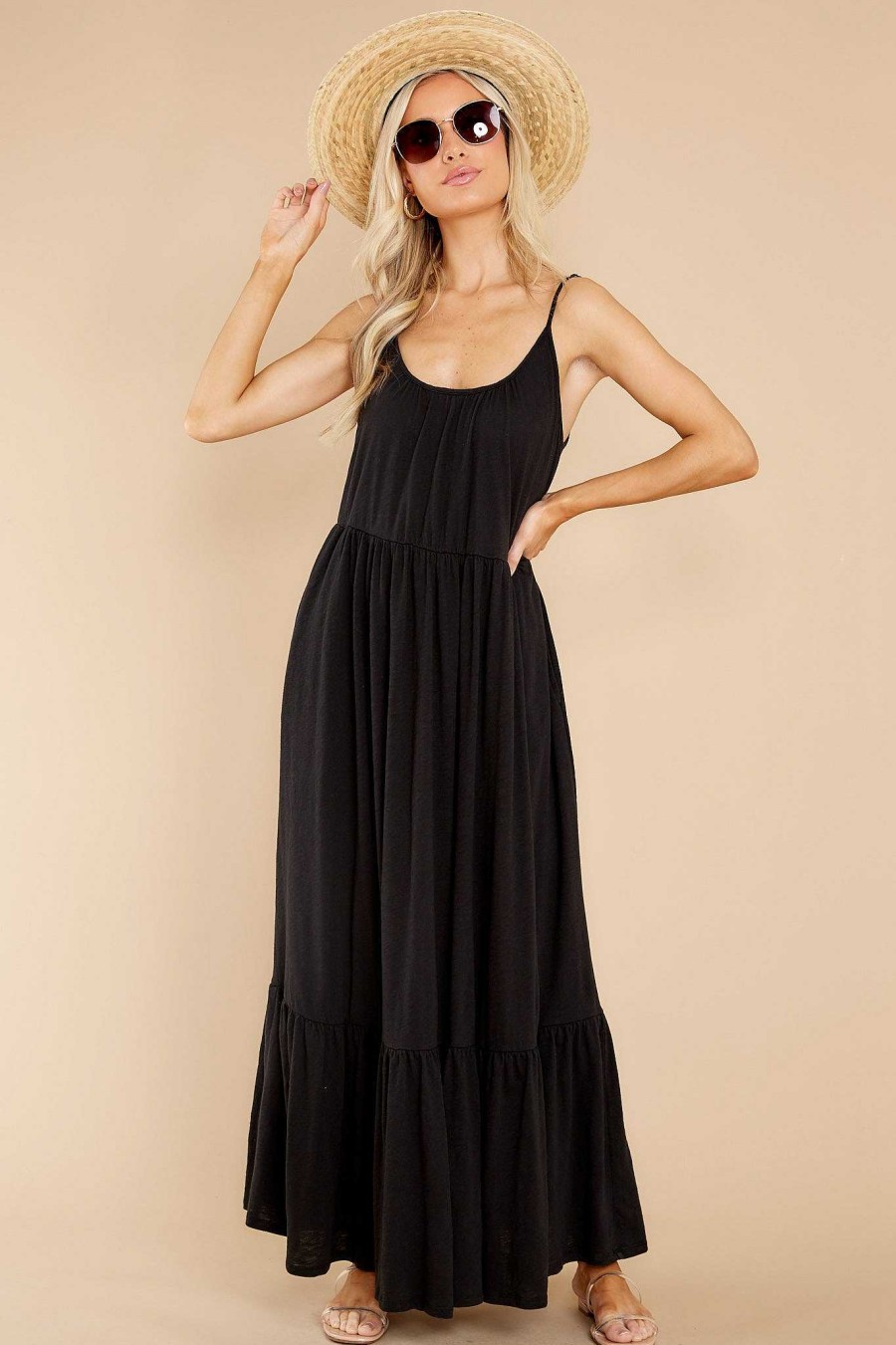 Clothing Z Supply Maxi Dresses | Lido Slub Maxi Dress Black