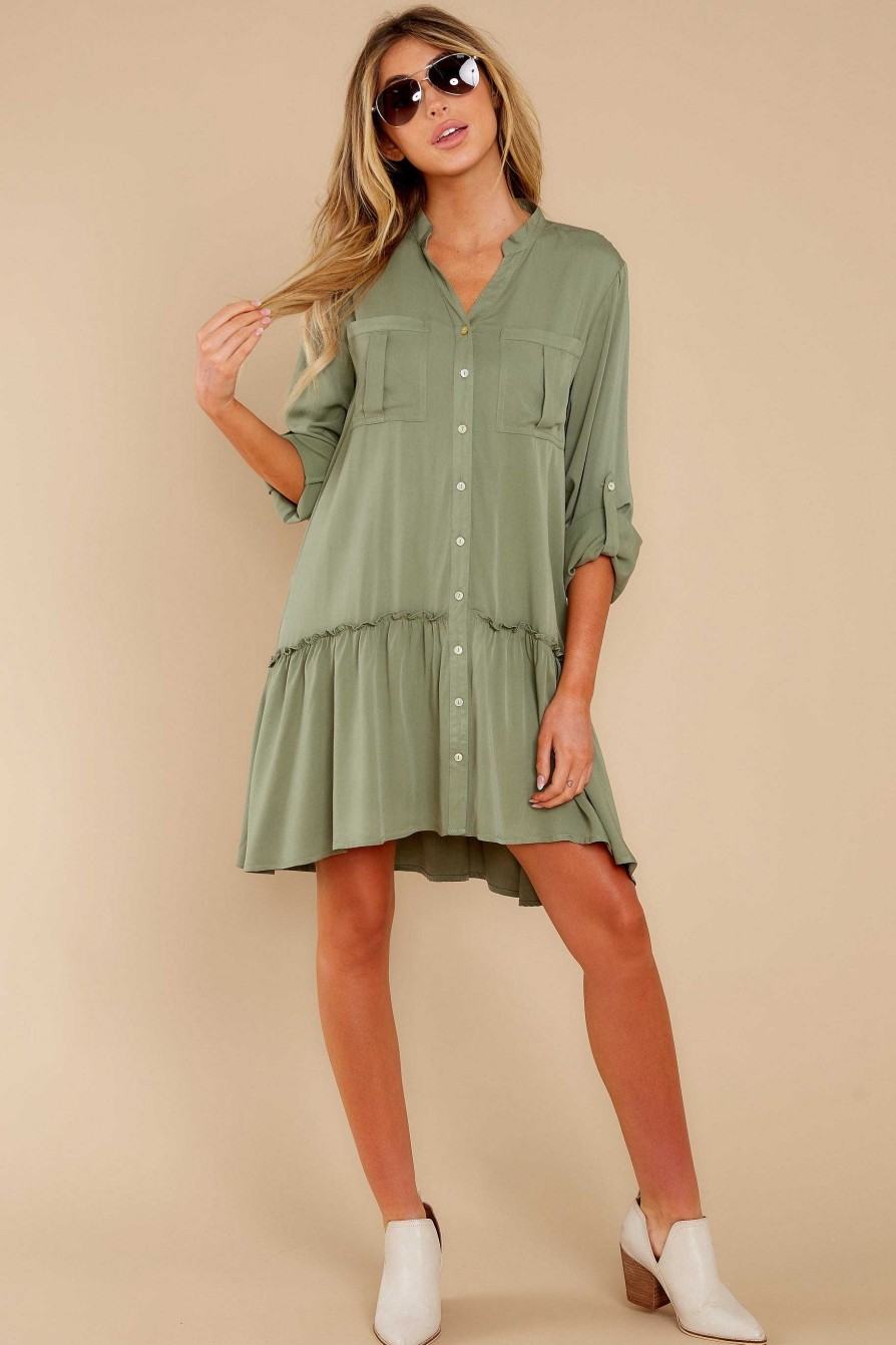 Clothing Aura Mini Dresses | Stick By You Dress Olive