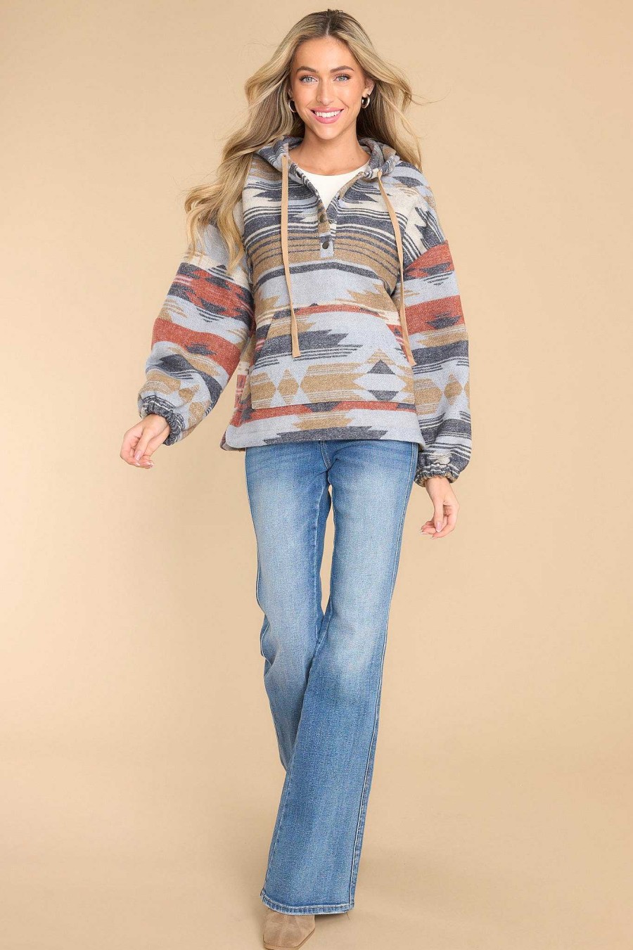 Clothing Red Dress Casual Tops | Crunching Leaves Hoodie Ash Blue
