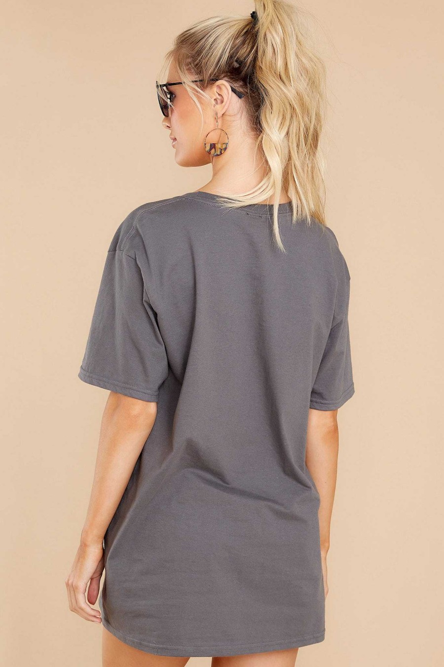 Clothing Red Dress Graphic Tees | Midnight Skies Charcoal Graphic Tee Grey