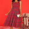 Clothing Aura Midi Dresses | Pride And Joy Plaid Midi Dress Red