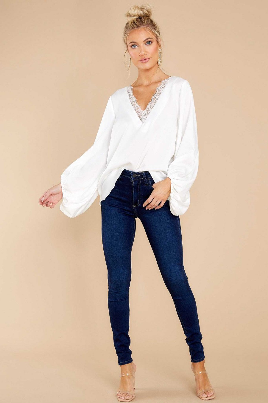 Clothing Red Dress Blouses & Shirts | Endlessly Devoted Lace Top White