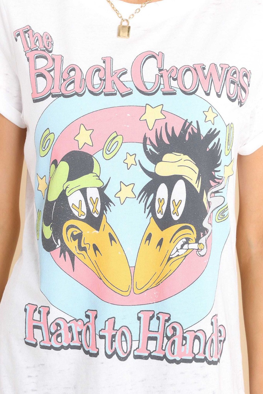 Clothing Recycled Karma Casual Tops | The Black Crowes Hard To Handle Tee White