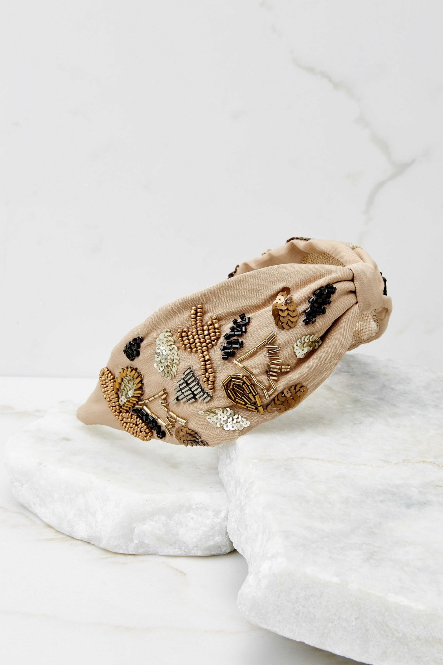 Accessories Treasure Jewels Hair Accessories | From The Desert Nude Beaded Headband Beige