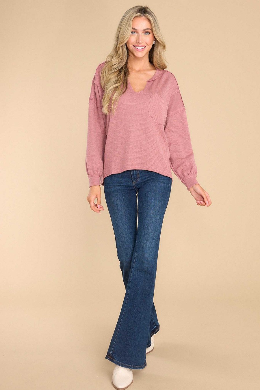 Clothing Red Dress Casual Tops | It'S Your Place Top Dusty Rose