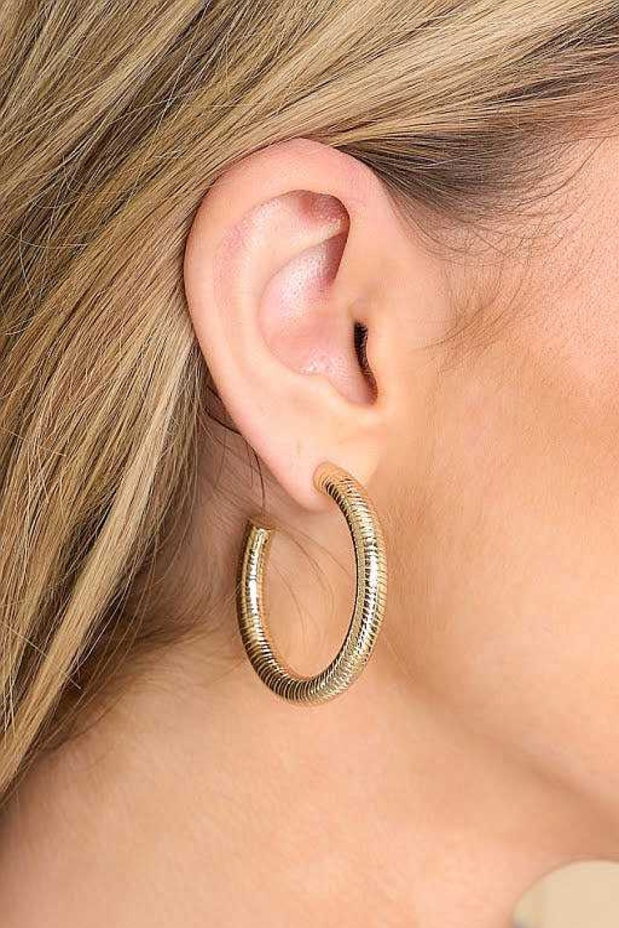 Jewelry Red Dress | Flipped A Switch Hoop Earrings Gold