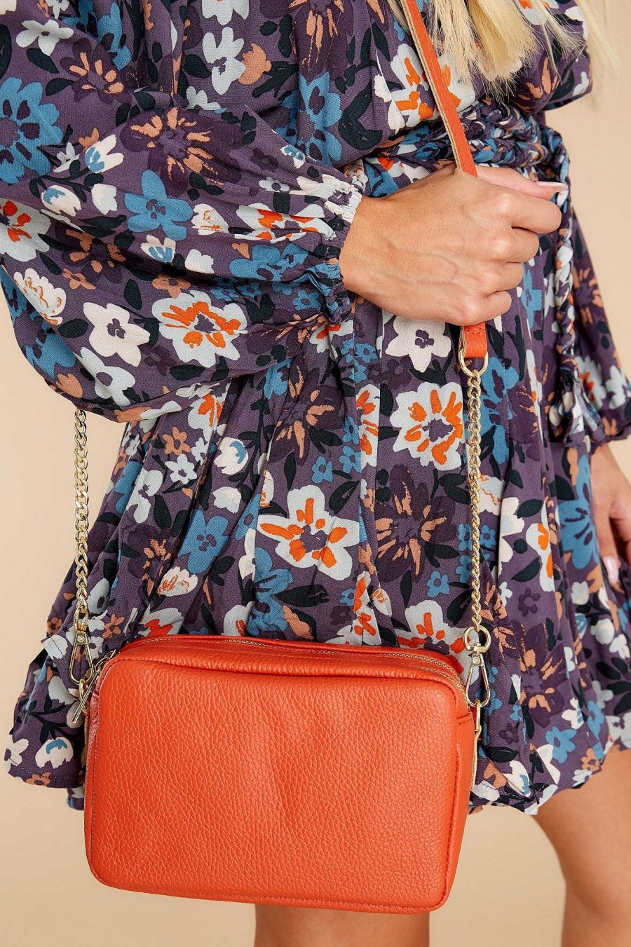Accessories German Fuentes Crossbody Bags | Too Chic Leather Bag Burnt Orange