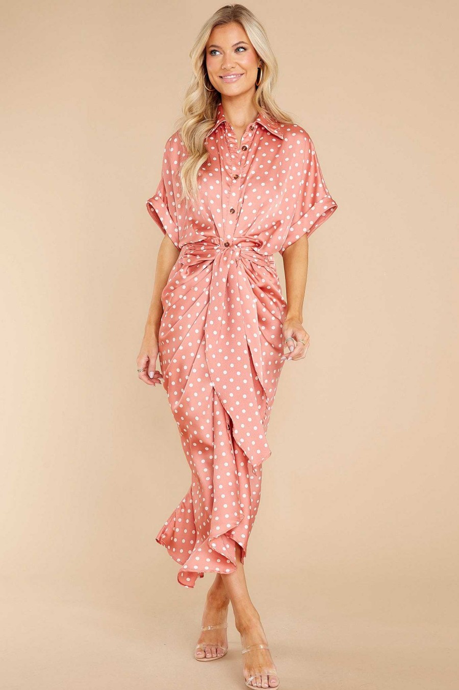 Clothing Red Dress Maxi Dresses | Brunch Date Maxi Dress Rose Pink Polka Dot