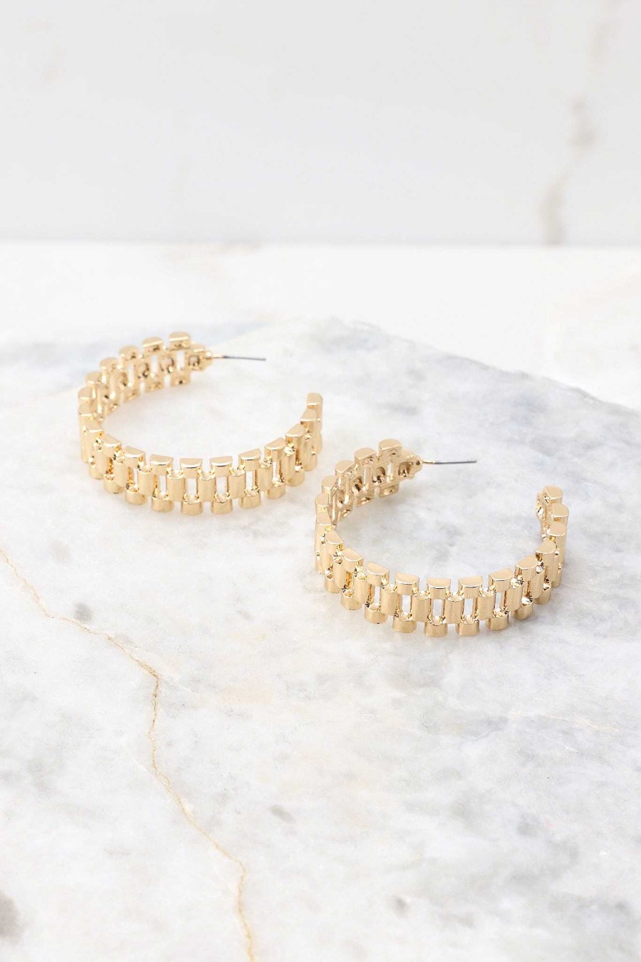 Jewelry Red Dress | Count It Up Hoop Earrings Gold