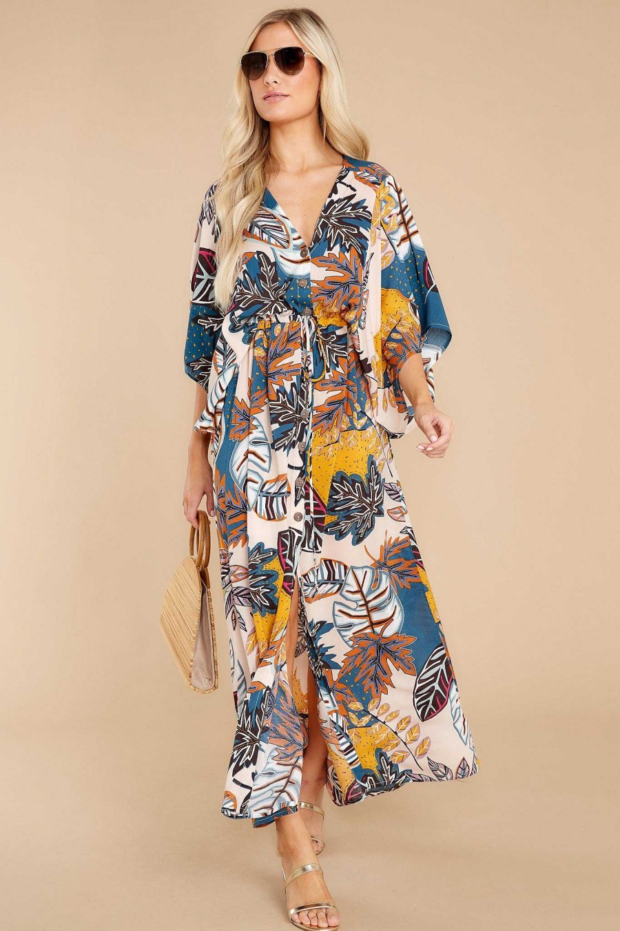 Clothing Red Dress Maxi Dresses | Party In Palm Tropical Print Dress Teal