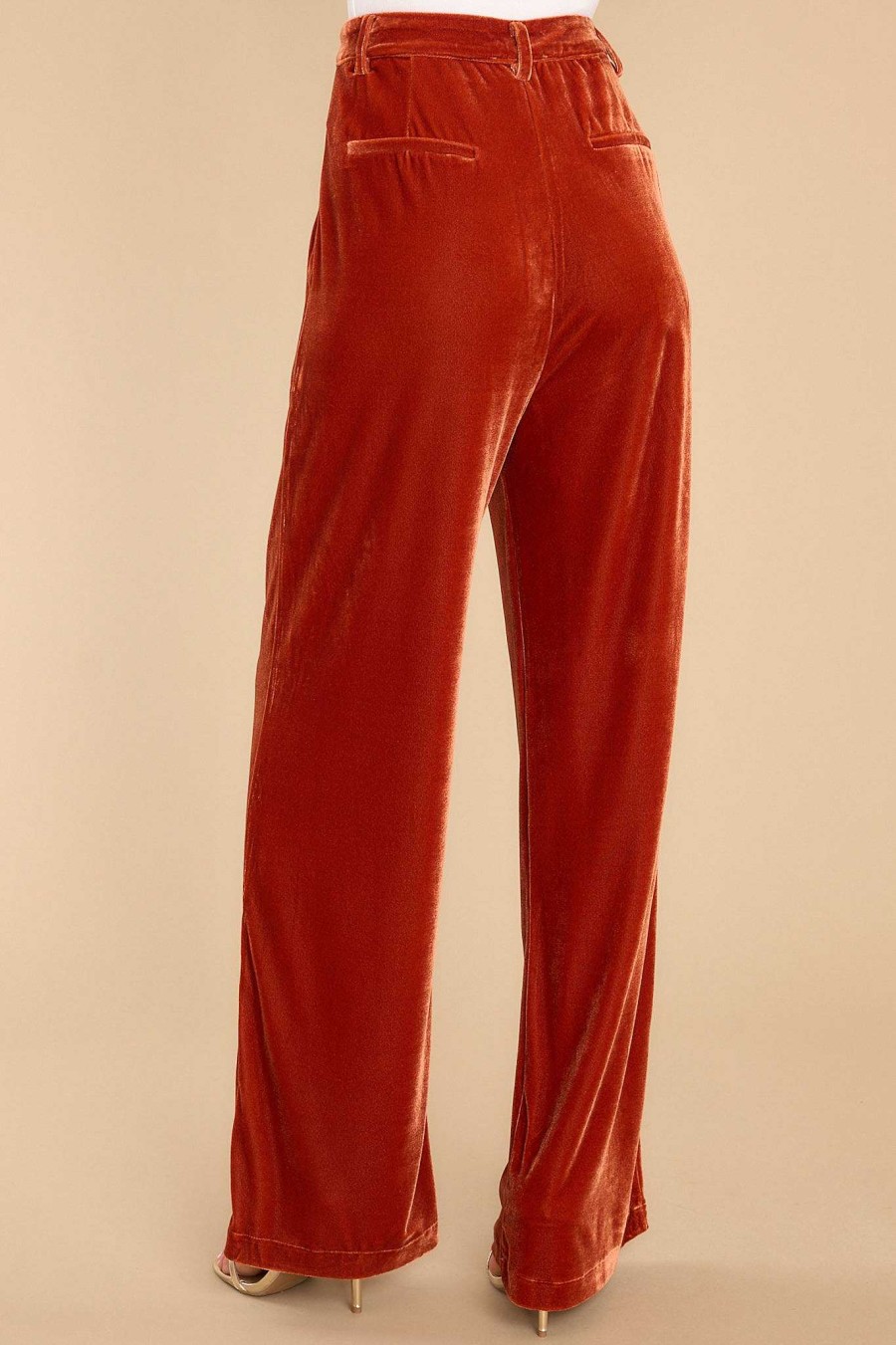 Clothing Red Dress Two Piece Sets | I Want Everything Faux Velvet Pants Ginger