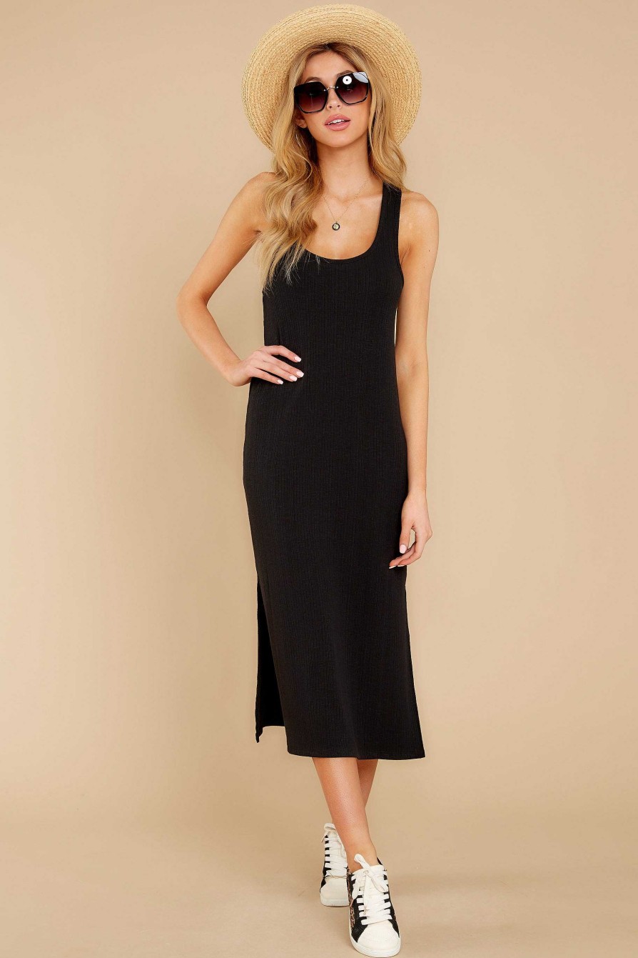 Clothing Z Supply Midi Dresses | The Rib Tank Dress Black