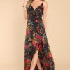 Clothing Red Dress Maxi Dresses | Dazzling Twilight Floral Print Maxi Dress Black