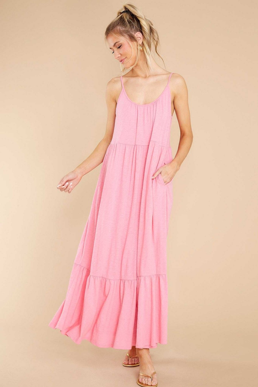 Clothing Z Supply Maxi Dresses | Lido Slub Maxi Dress Flamingo