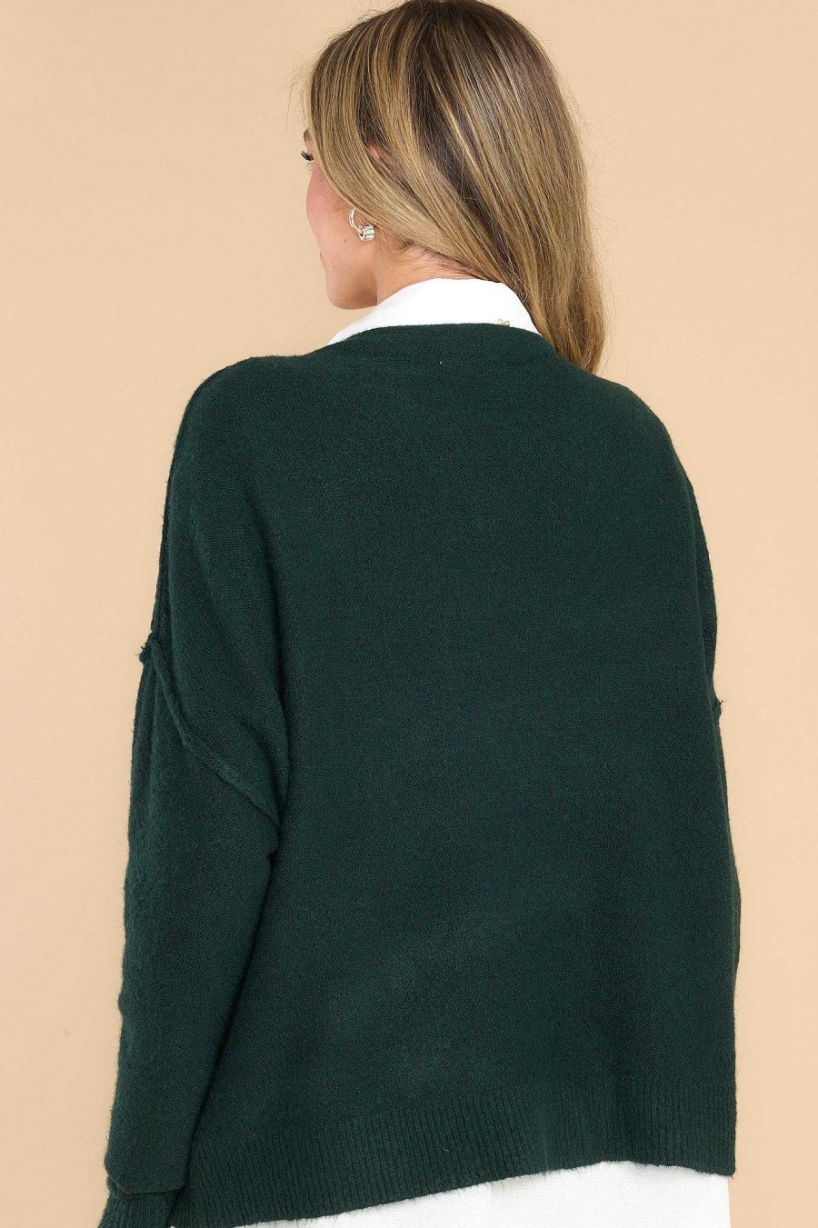 Clothing Red Dress Casual Tops | Full Heart Sweater Forest Green