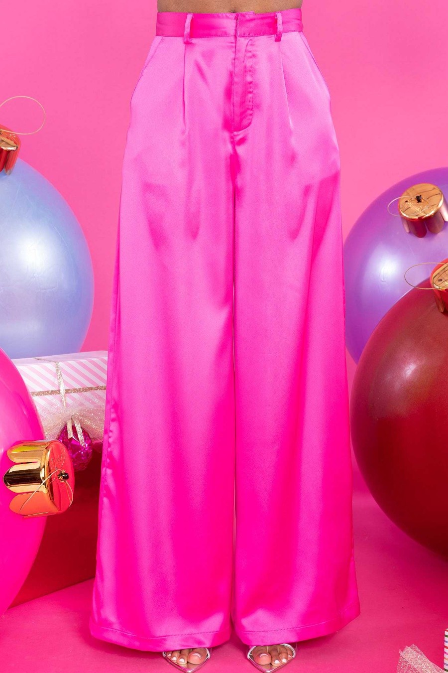 Clothing Red Dress Pants | Long Term Wide Leg Pants Hot Pink