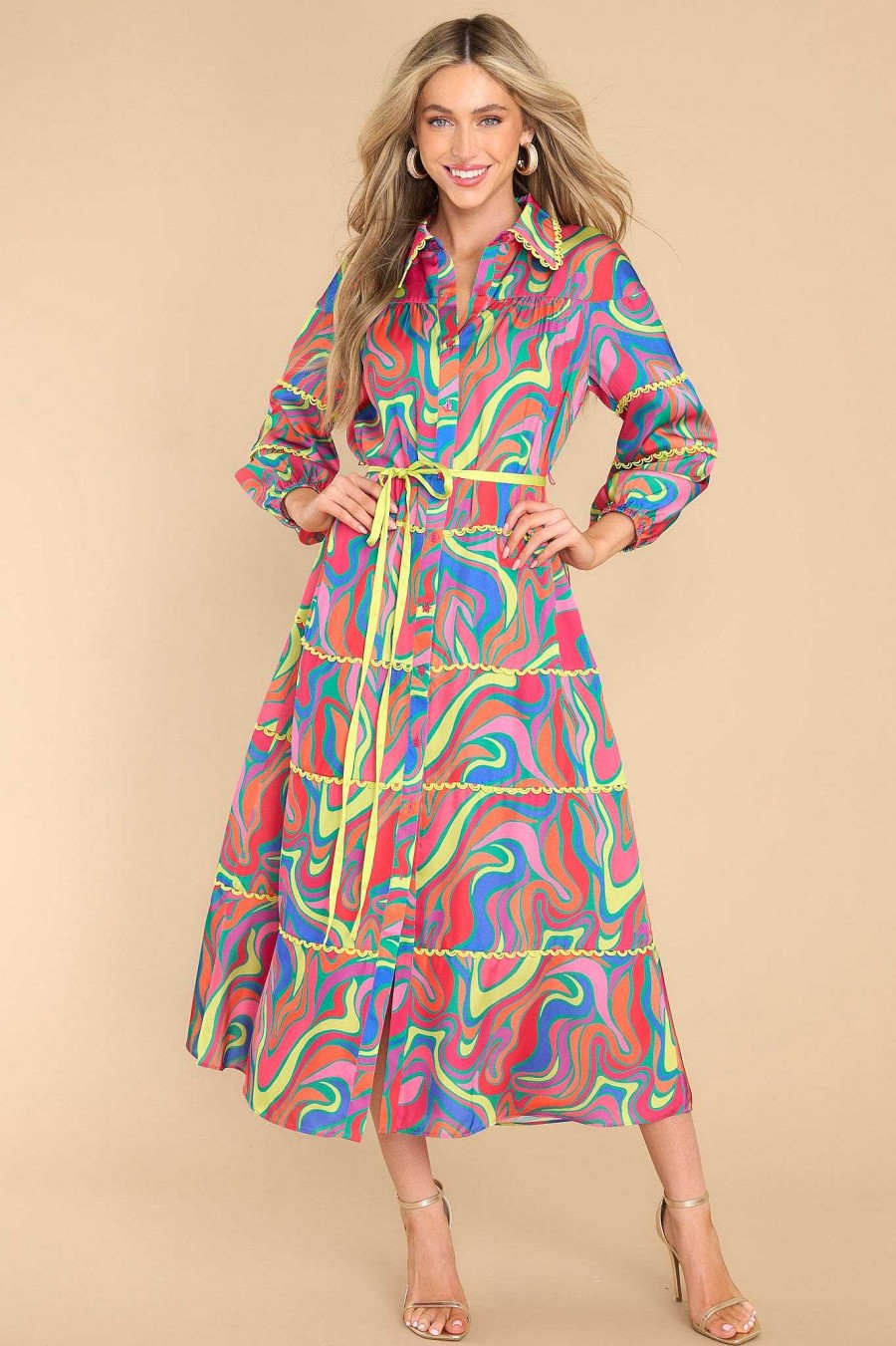 Clothing Alden Adair Maxi Dresses | Renee Wonderland Maxi Dress Hot Pink