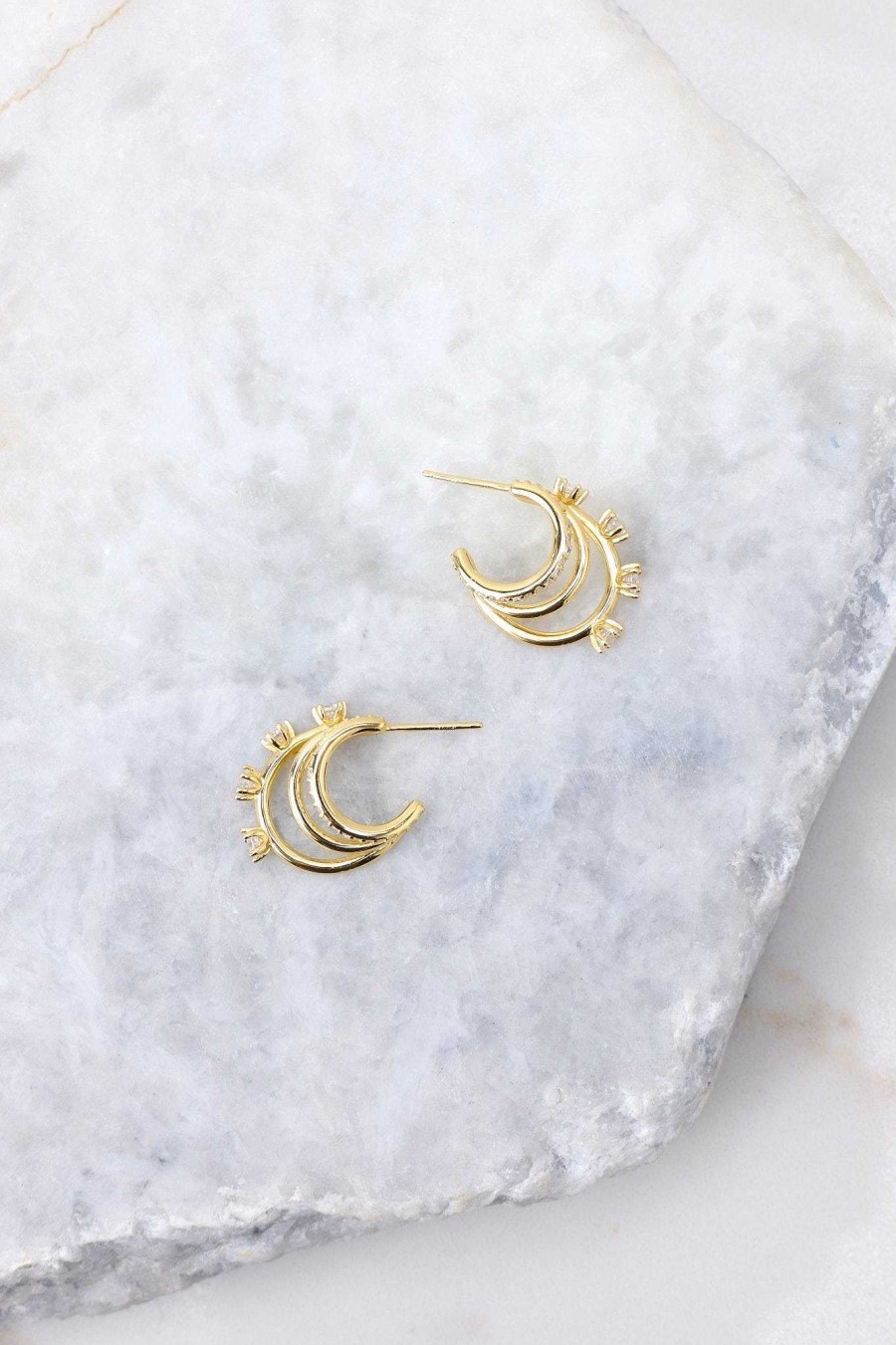Jewelry Bracha | Classy Huggie Hoop Earrings Gold
