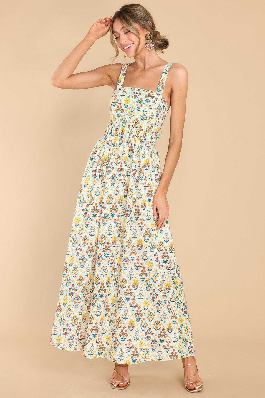 Clothing Red Dress Maxi Dresses | Imagine That Floral Print Maxi Dress Ivory