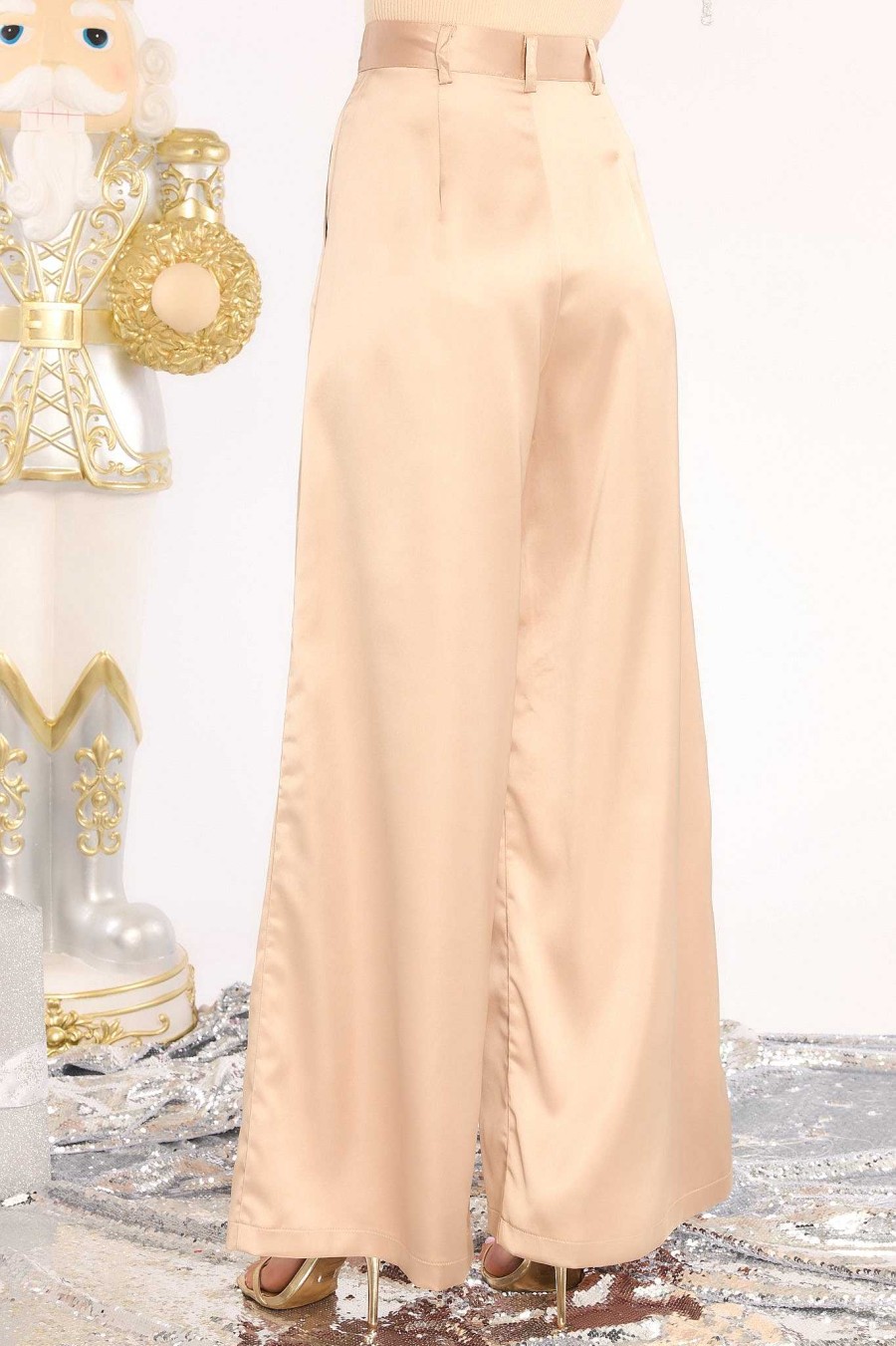Clothing Red Dress Pants | Long Term Wide Leg Pants Light Mocha