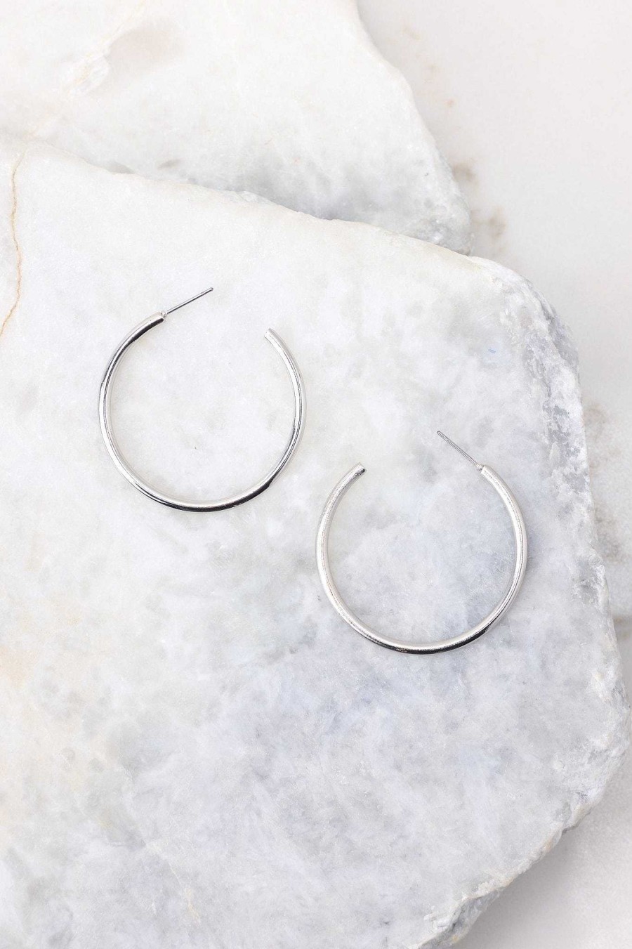 Jewelry Red Dress | Back To The Start Hoop Earrings Silver