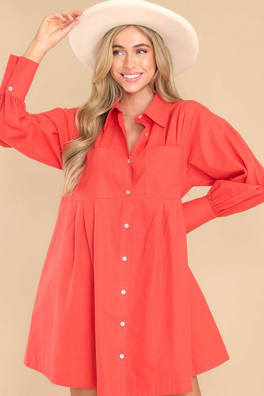 Clothing Aura Mini Dresses | Game Changer Dress Tomato Red