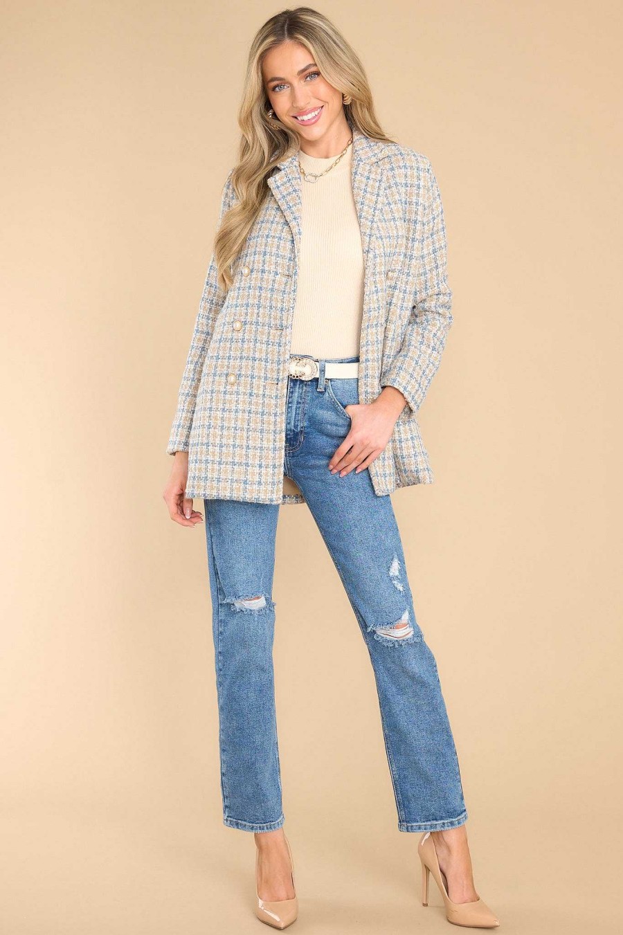 Clothing Aura Coats | Let'S Move On Tweed Coat Beige