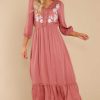 Clothing Aura Maxi Dresses | If She Wants It Embroidered Maxi Dress Dark Mauve