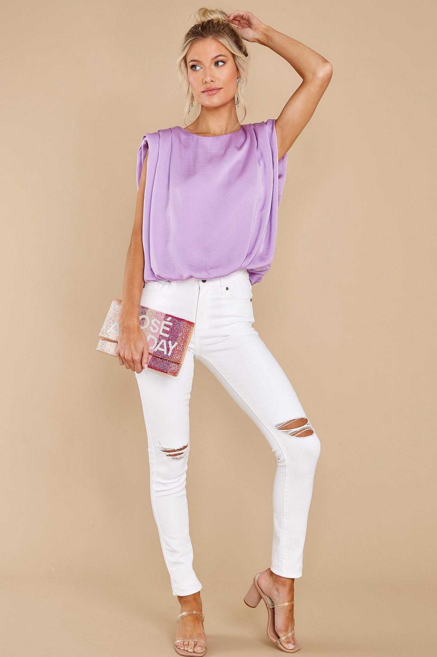 Clothing Red Dress Blouses & Shirts | It'S So Simple Top Lavender