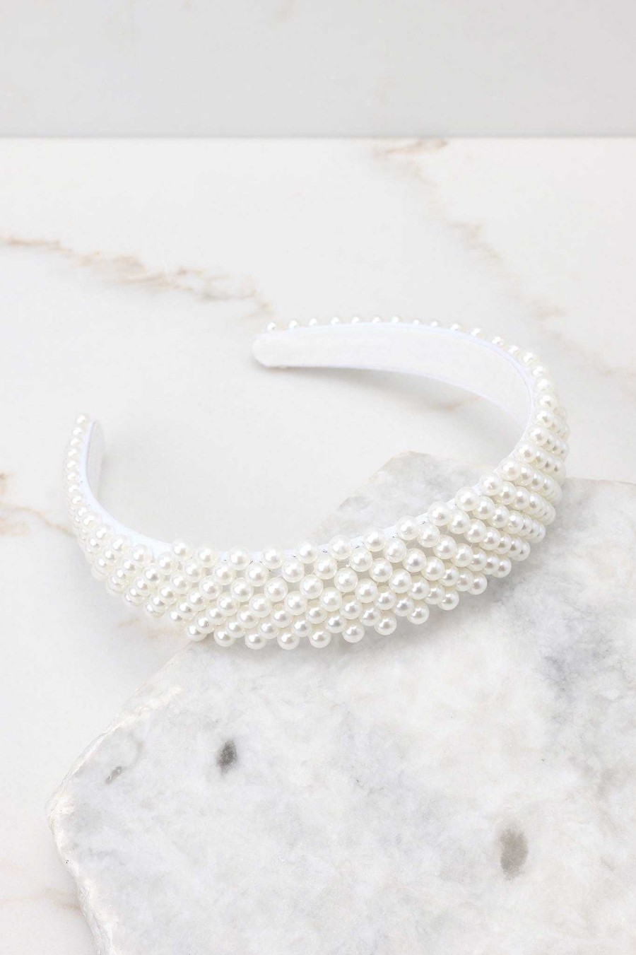 Accessories Red Dress Hair Accessories | Free As The Wind Pearl Headband White
