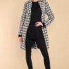 Clothing Aura Coats | Classically Chic And White Plaid Coat Black