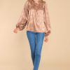 Clothing Aura Blouses & Shirts | Deserving Praise Light Satin Top Mocha