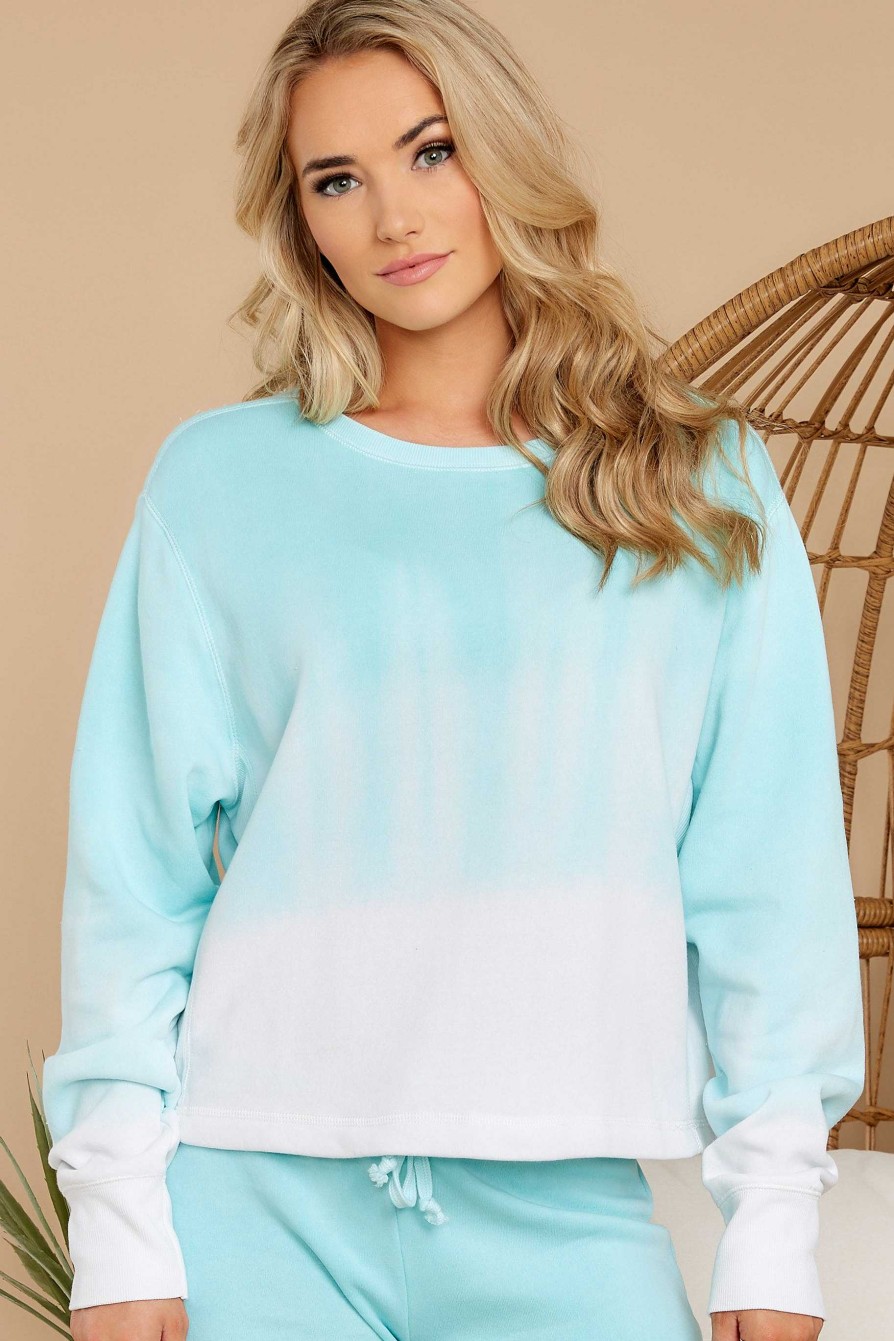 Clothing Red Dress Sweatshirts & Hoodies | Let'S Unwind Ombre Sweatshirt Atlantis Blue
