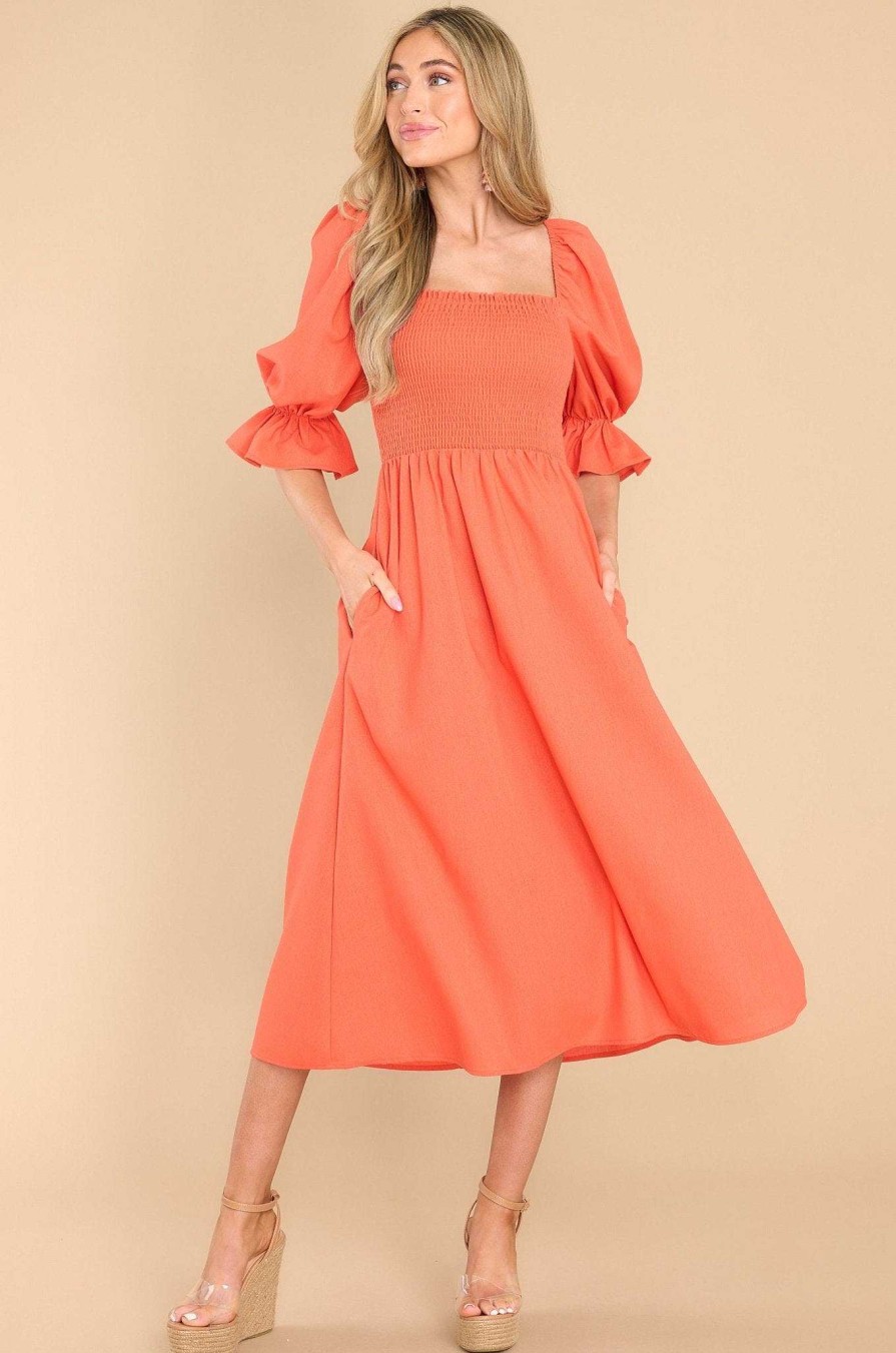 Clothing Aura Midi Dresses | Enjoy The View Spice Midi Dress Orange