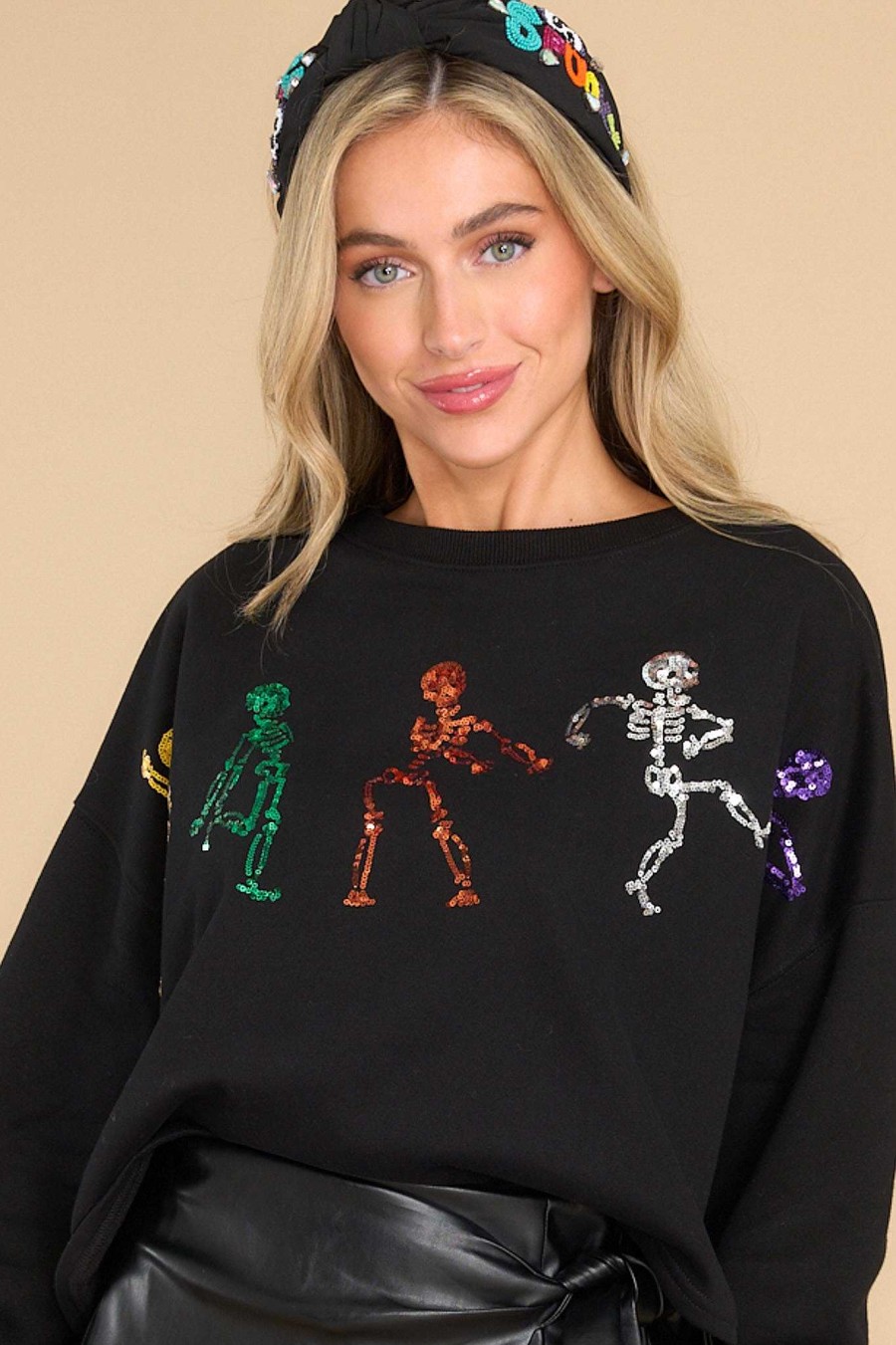Clothing Red Dress Casual Tops | Dance Into The Night Sweater Black